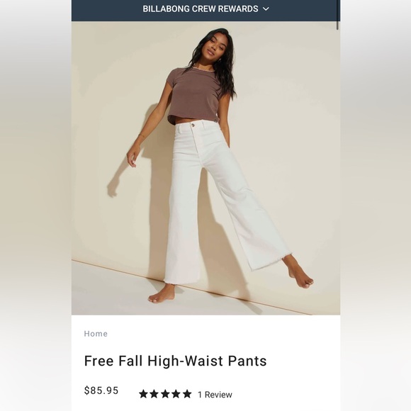 BILLABONG Free Fall Wide Leg Raw Hem Ankle Jeans Salt Crystal Off White Denim 29 - Picture 1 of 8